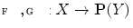$$\fancyscript{F},\fancyscript{G}:X \rightarrow \mathbf {P}(Y)$$